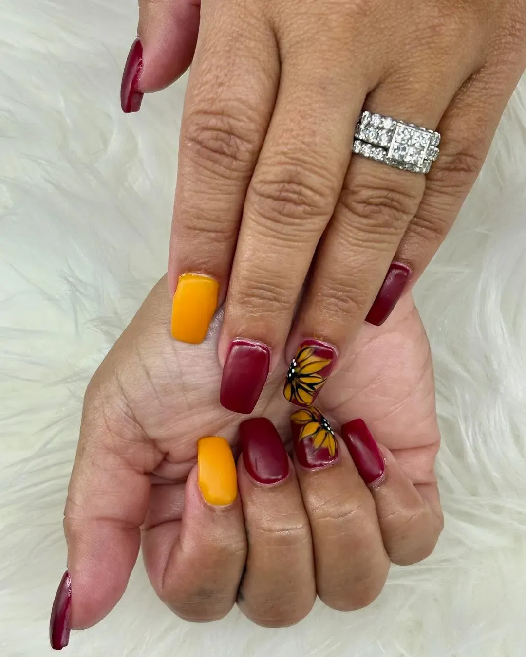 Stylish shaped nails in a neutral tone