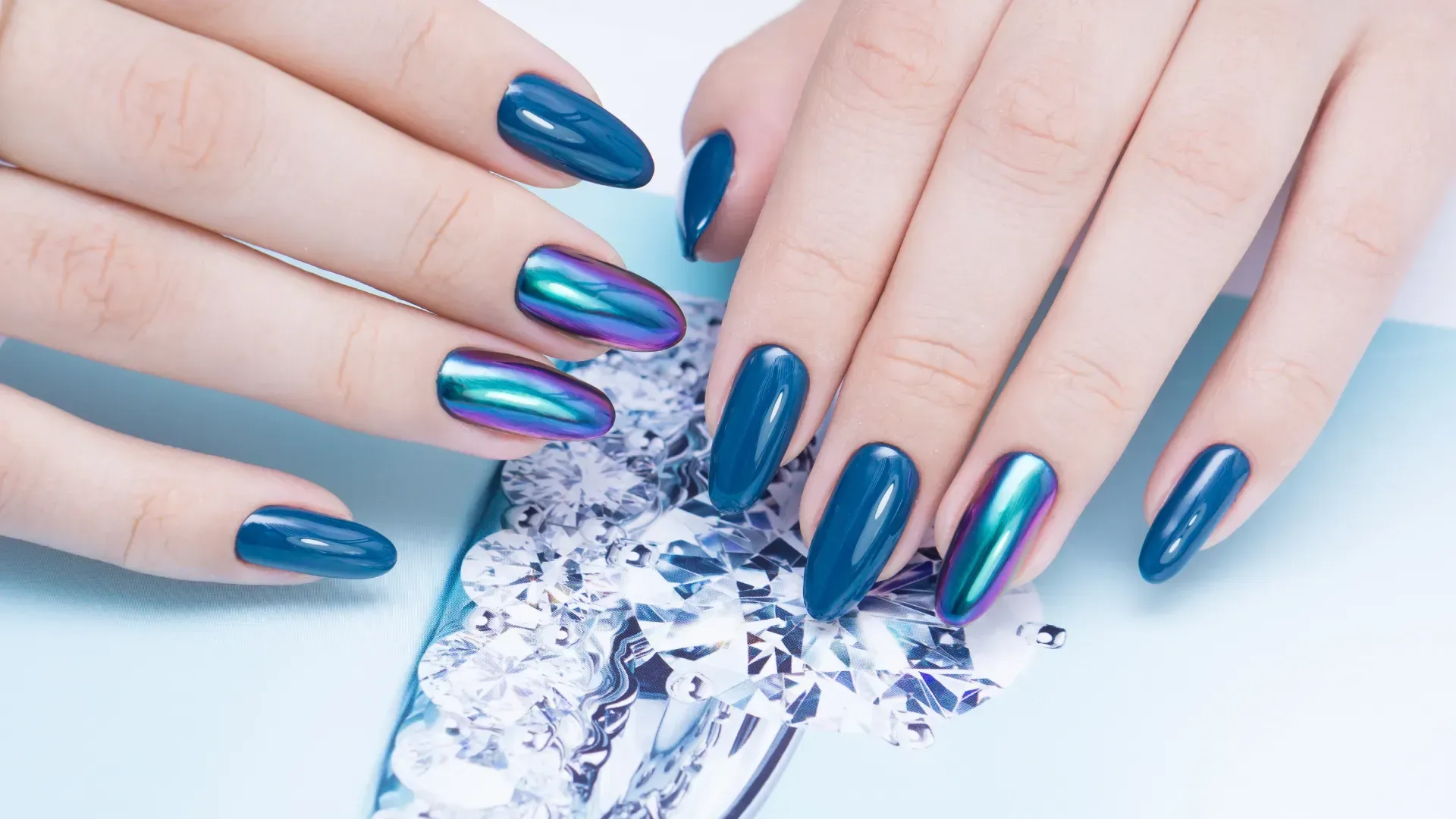 Close-up of a freshly finished manicure